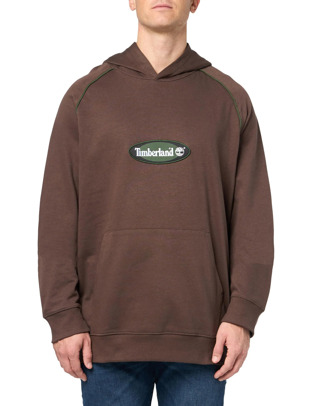 Timberland Men's Oval Logo Hoodie - Chocolate Brown Pullover Sweatshirt