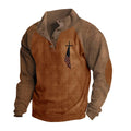 Men's Vintage American Flag Cross Shirt - Christian Patriotic Long Sleeve Sweatshirt