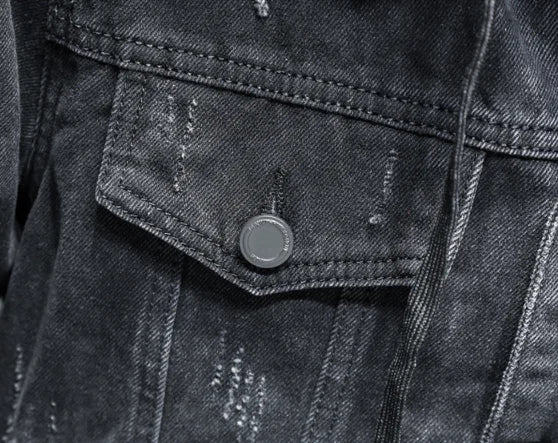 Men's Thick Fleece-Lined Denim Jacket with Hood