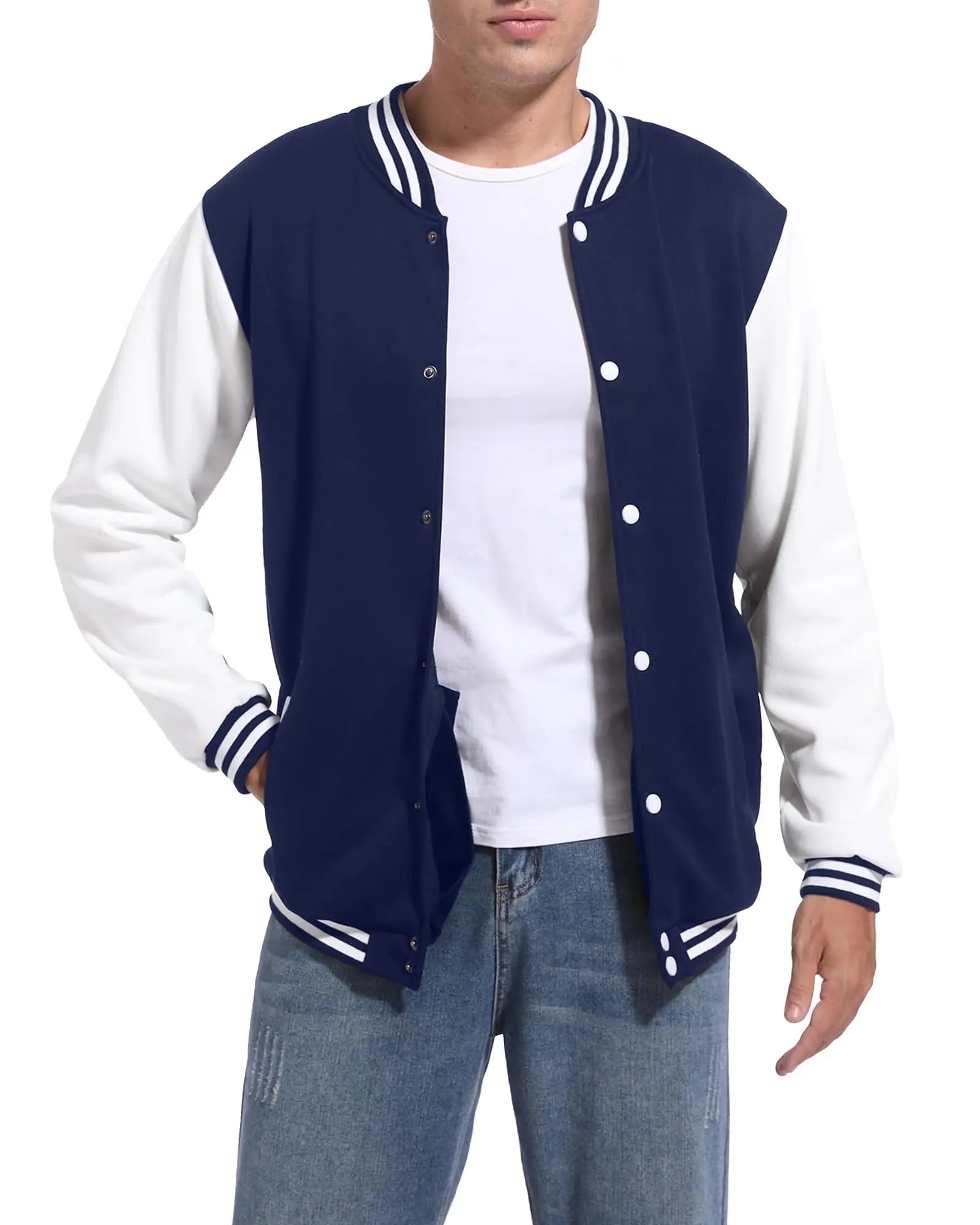 Men's Varsity Bomber Jacket - Lightweight Baseball Letterman Windbreaker | Slim Fit