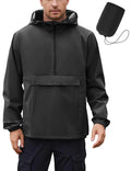 COOFANDY Waterproof Windbreaker Rain Jacket Men Lightweight Packable Raincoat Golf Rain Gear Black Large