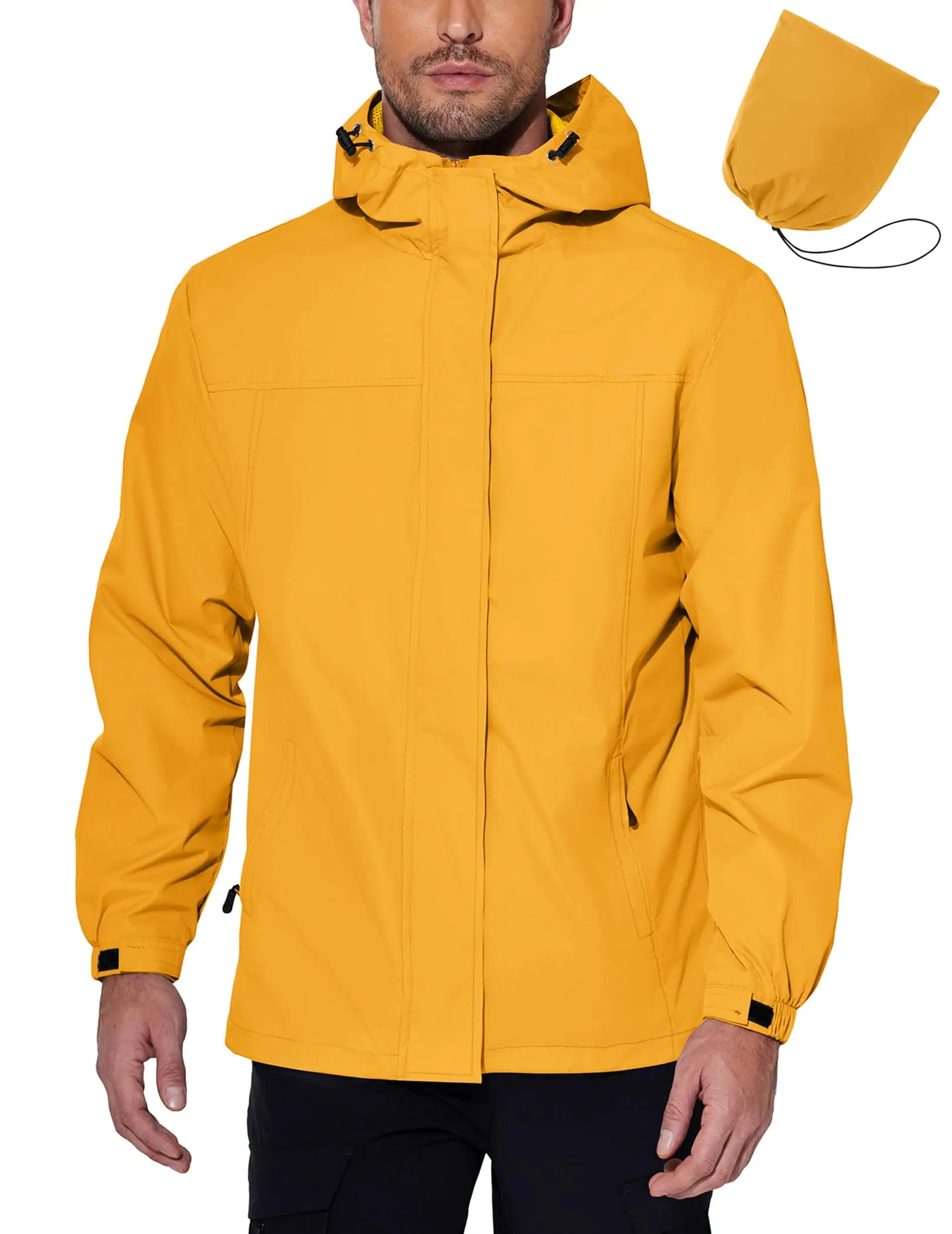 COOFANDY Men's Waterproof Rain Jacket - Lightweight Packable Windbreaker with Hood