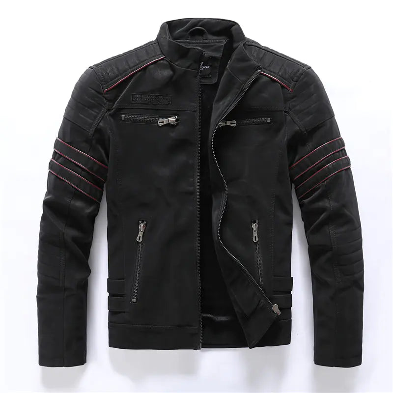 Men's Thick Fleece-Lined PU Leather Jacket (Plus Size)