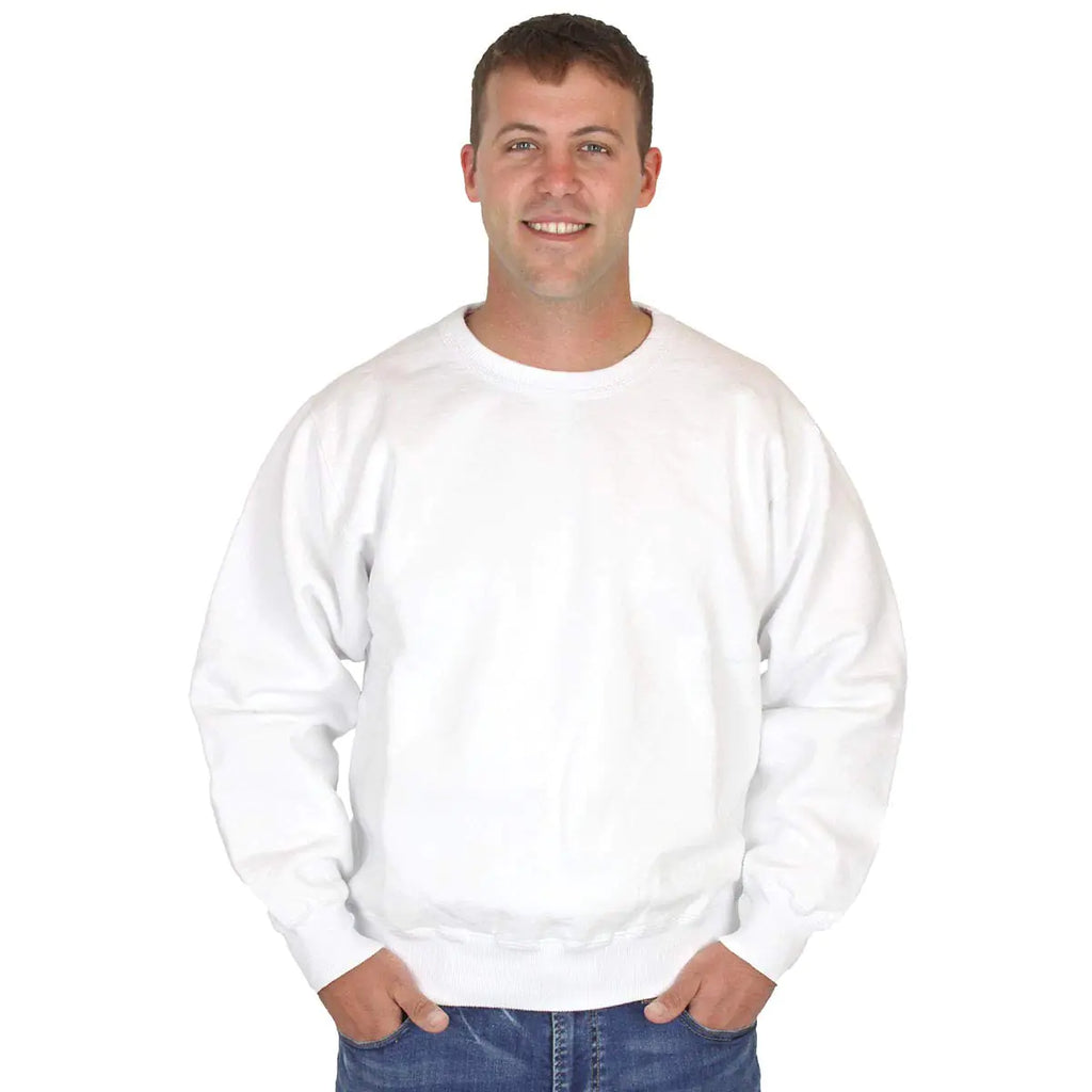 CottonMill Mens 100% Cotton Crew Sweatshirt - Heavy Weight Cotton (XXX-Large White)